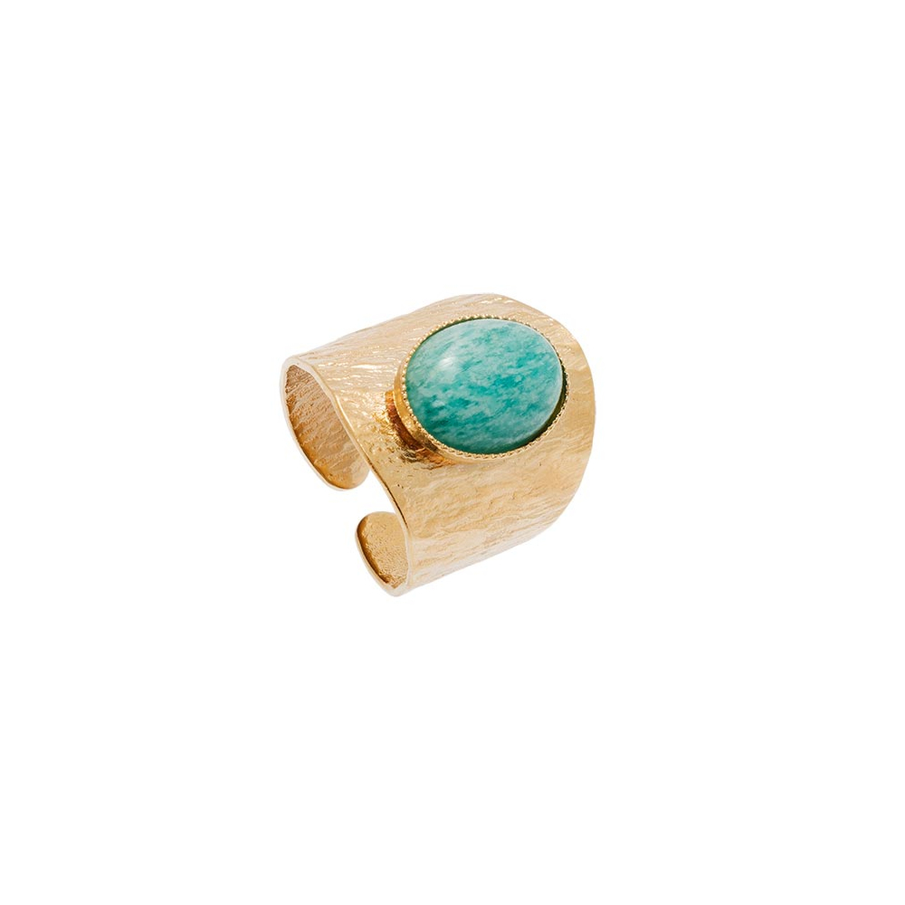 Bague textur e XXL amazonite plaqu or Viadoli Jollia