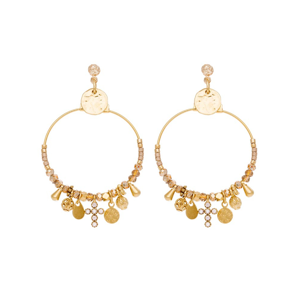 Boucles d'oreilles pendantes or et zircons GARANCE