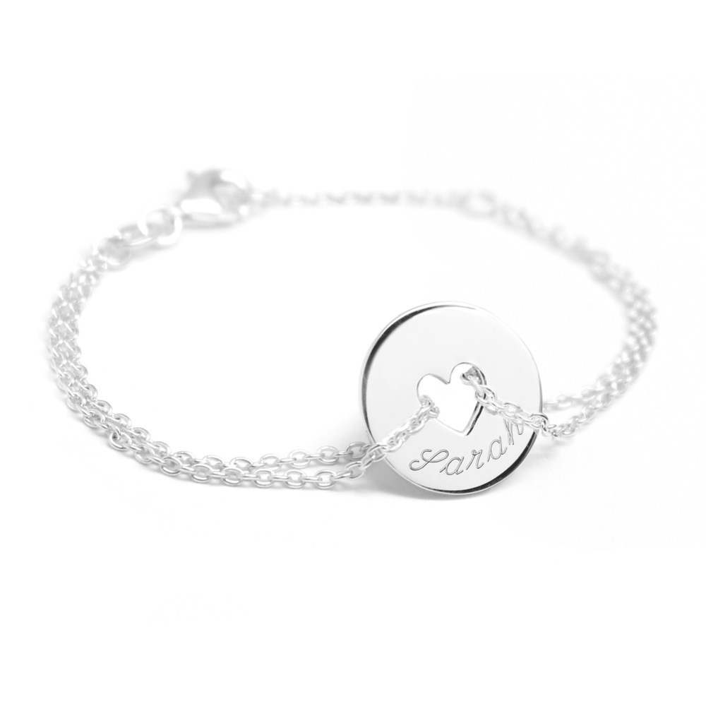 Bracelet personnalisé coeur argent - Jollia