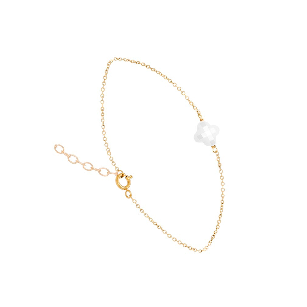 Bracelet trèfle blanc (plaqué or), By Jollia - Jollia
