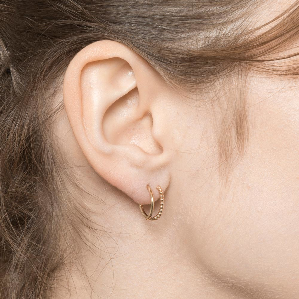 Boucles d'oreilles mini créoles facettées Plaqué or