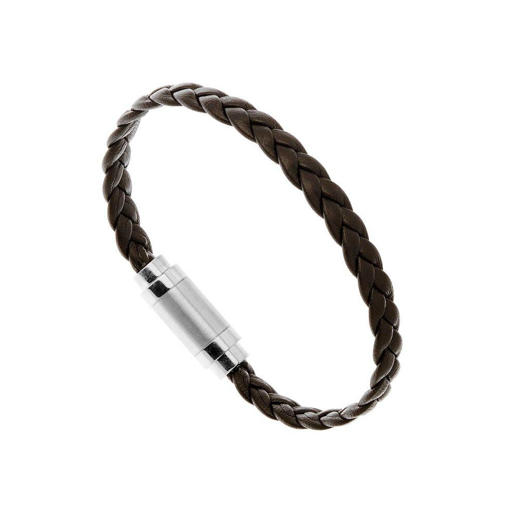 Bracelet cuir homme fermoir acier (choco)