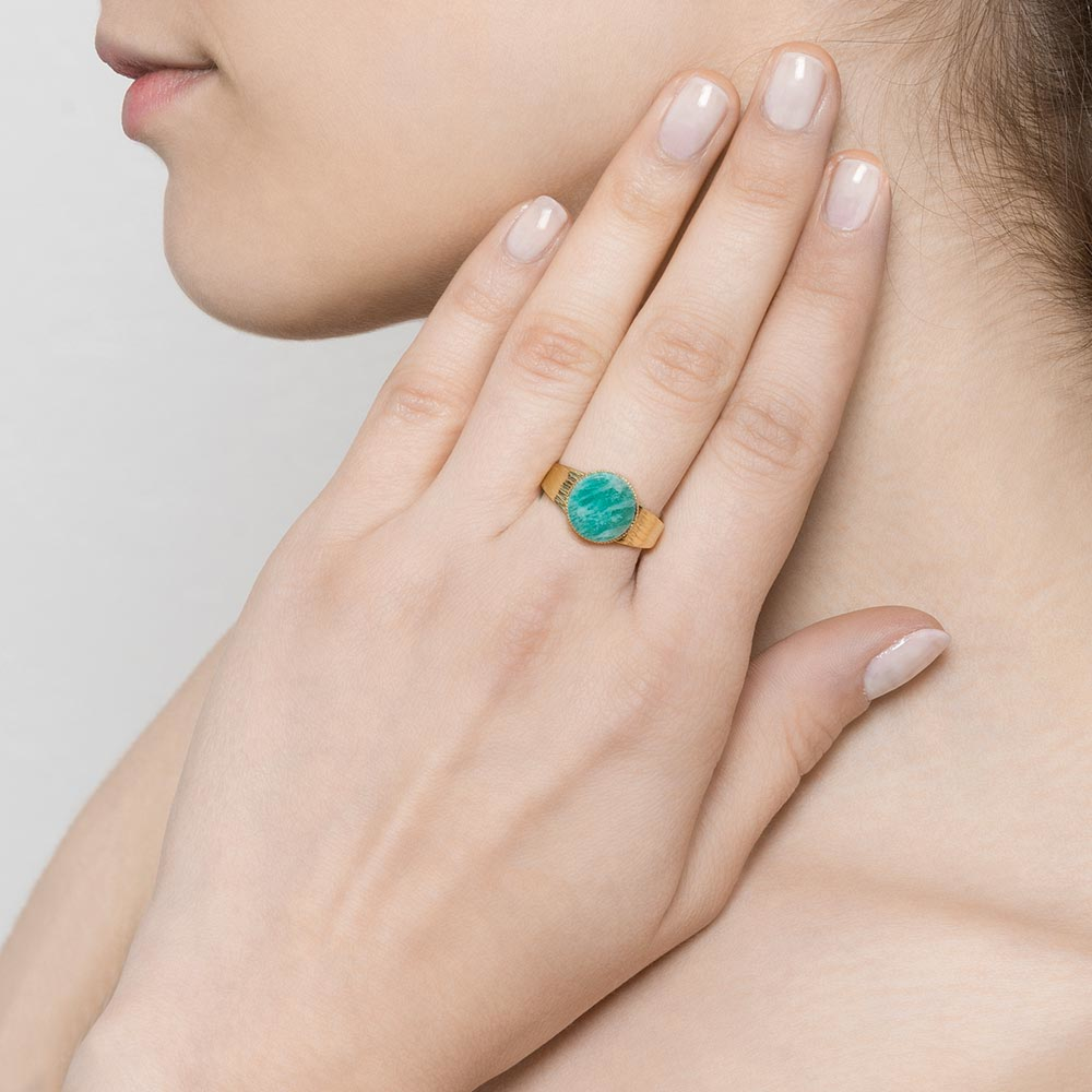 Bague pierre ronde amazonite Jollia