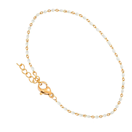 Bracelet petites perles émaillées noires (doré)